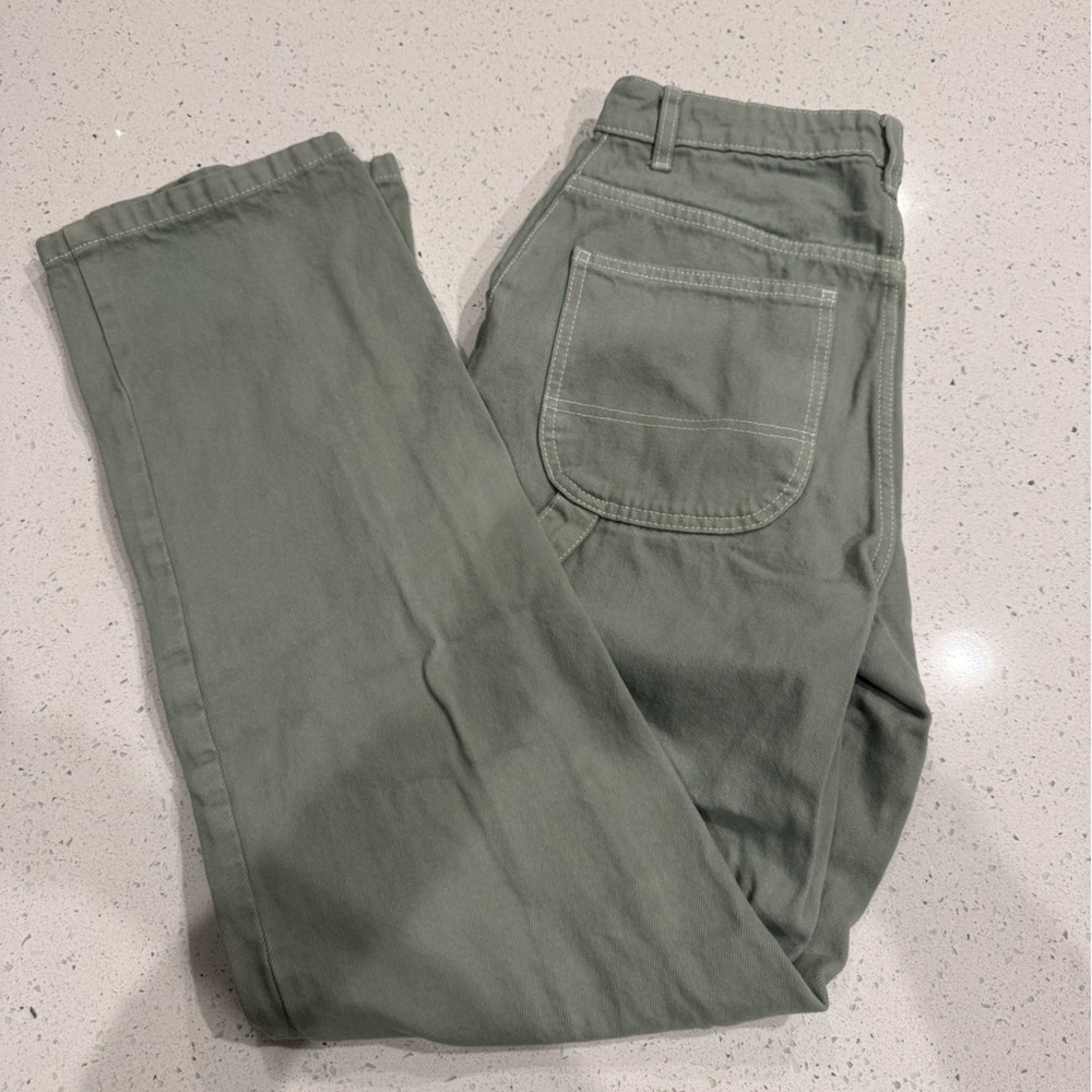 Cotton On Sage Green Pants with White Stitching
